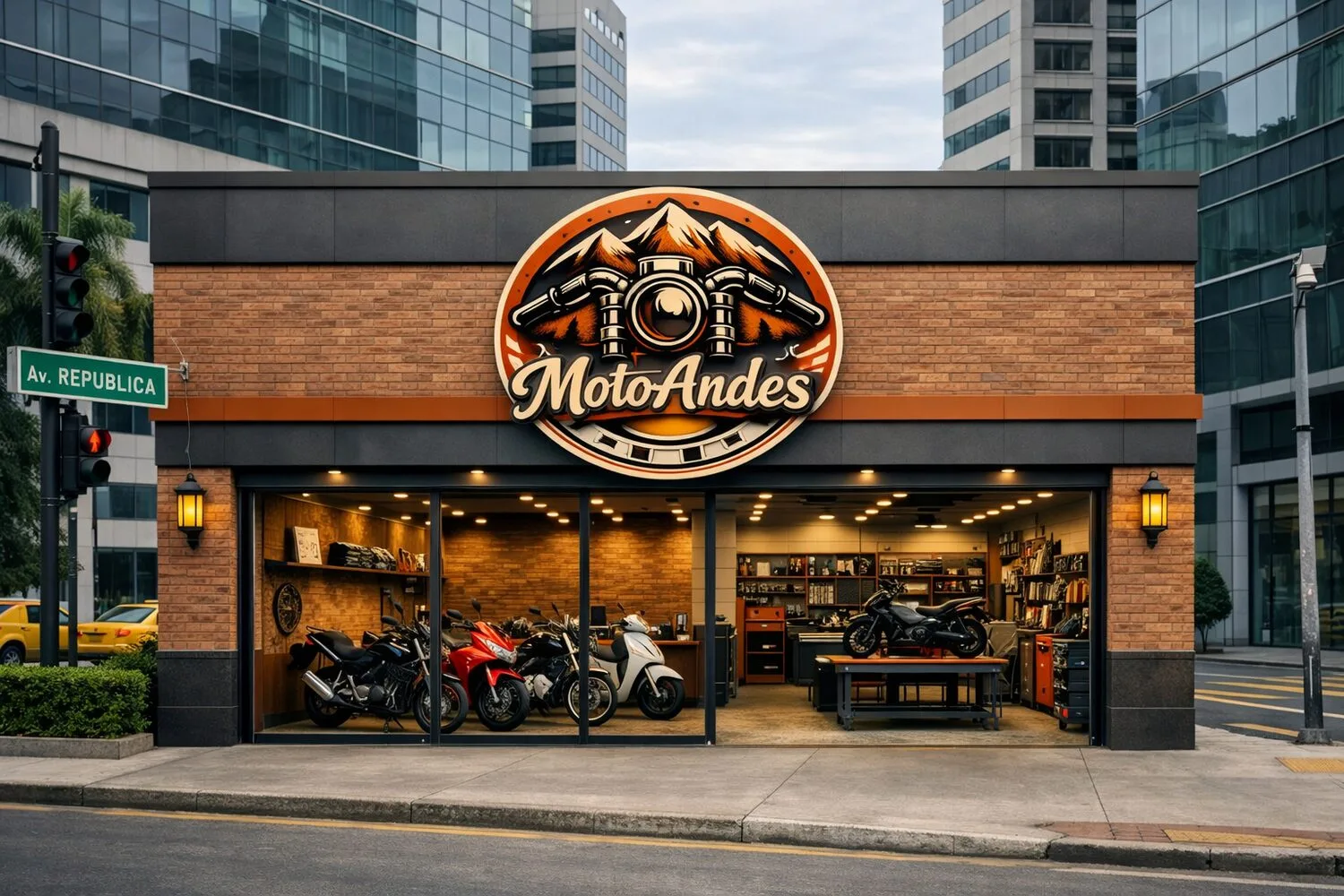 Fachada de MotoAndes, vista de calle